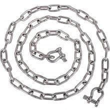 VEVOR Anchor Chain, 6' x 1/4" Stainless Steel Chain, 3/8" Anchor Chain Shackle, 4000 lbs Anchor Lead Chain Breaking Load, 9460 lbs Anchor Chain Shackle Breaking Load, Anchor Chain For Small Boats