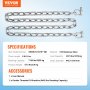 VEVOR Boat Anchor Chain, 5/16" x 6', 2373 lbs. WLL/7120 lbs. BS, 316 Stainless Steel Marine Grade Anchor Lead Chain with Dual Lock Ring Shackles for Boats, Deck, Fishing, Works with Different Anchors