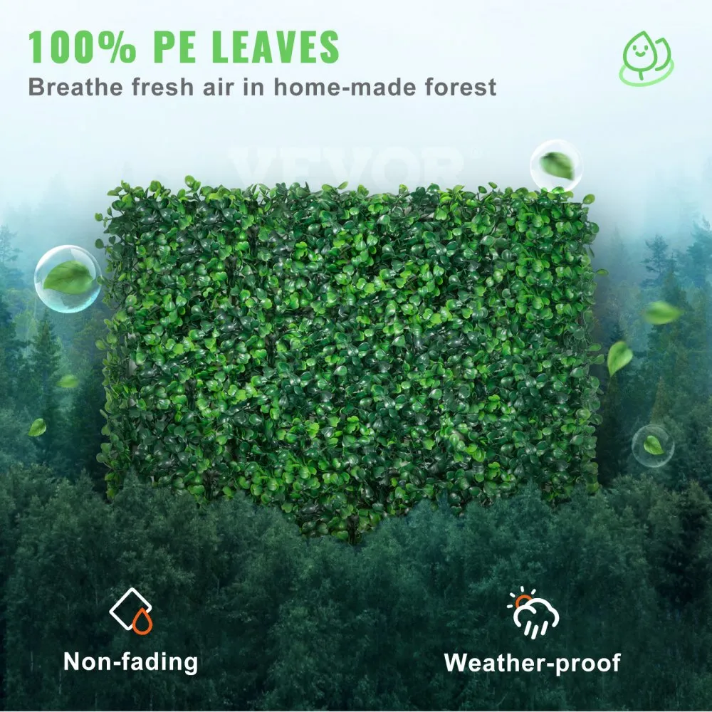 VEVOR 12PCS 20x20inch Artificial Boxwood Panels,Boxwood Hedge Wall Panels,Artificial Grass Backdrop Wall 1.6\",Privacy Hedge Screen UV Protected for Outdoor Indoor Garden Fence Backyard