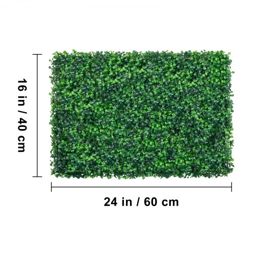 VEVOR 12pcs Artificial Boxwood Panel UV Boxwood Hedge Wall Panels Artificial Grass Backdrop Wall 24X16" 4cm Green Grass Wall Fake Hedge for Decor Privacy Fence Indoor Outdoor Garden Backyard