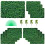 VEVOR 12 kpl Keinotekoinen Boxwood Panel UV Boxwood Hedge Seinäpaneelit Tekonurmella taustaseinä 24X16" 4cm Vihreä ruohoseinä Tekopensas sisustukseen Yksityisyys Aita Sisäulkopuutarha Takapiha