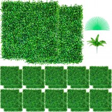 VEVOR Τεχνητό Πυξάρι Πάνελ UV 24 ΤΕΜ. Πυξάρι Θωράκιση Πάνελ τοίχου Τεχνητό γρασίδι Τοίχος με φόντο 10"x10" 4 cm Πράσινο γρασίδι τοίχος Ψεύτικος φράκτης για διακόσμηση Ιδιωτικό Φράχτη Εσωτερικός εξωτερικός κήπος Πίσω αυλή