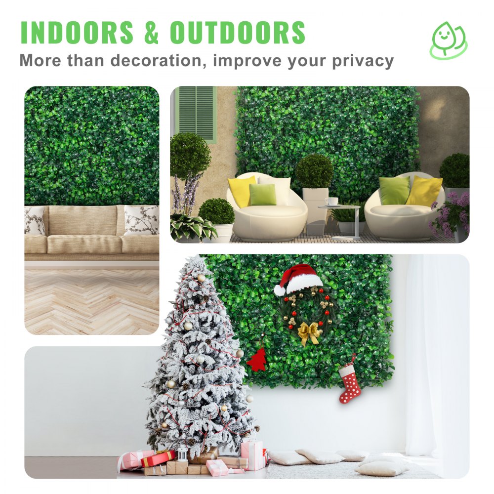 VEVOR Artificial Boxwood Panel UV 24pcs Boxwood Hedge Wall Panels Artificial Grass Backdrop Wall 20\" X 20\" 4 cm Green Grass Wall Fake Hedge for Decor Privacy Fence Indoor Outdoor Garden Backyard