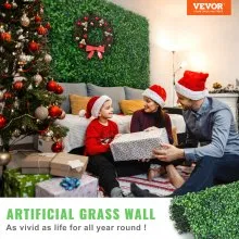 VEVOR Panel de boj artificial UV 24 piezas Paneles de pared de seto de boj Pared de fondo de césped artificial 20 "X 20" 4 cm Seto falso de pared de hierba verde para decoración Valla de privacidad Jardín interior al aire libre Patio trasero