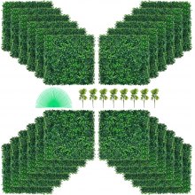 VEVOR Panel de boj artificial UV 24 piezas Paneles de pared de seto de boj Pared de fondo de césped artificial 20 "X 20" 4 cm Seto falso de pared de hierba verde para decoración Valla de privacidad Jardín interior al aire libre Patio trasero