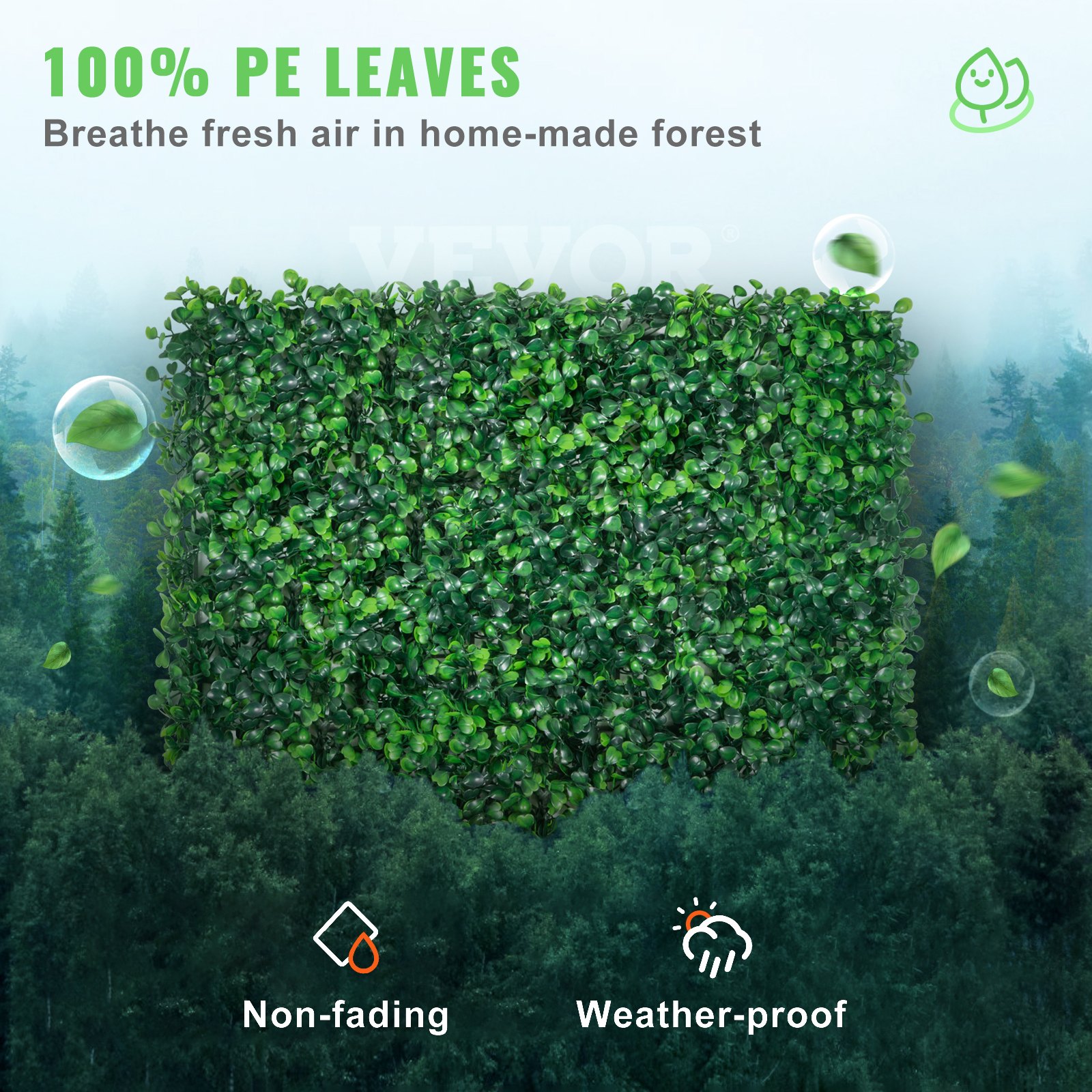 VEVOR Artificial Boxwood Panel UV 24pcs Boxwood Hedge Wall Panels Artificial Grass Backdrop Wall 20\" X 20\" 4 cm Green Grass Wall Fake Hedge for Decor Privacy Fence Indoor Outdoor Garden Backyard
