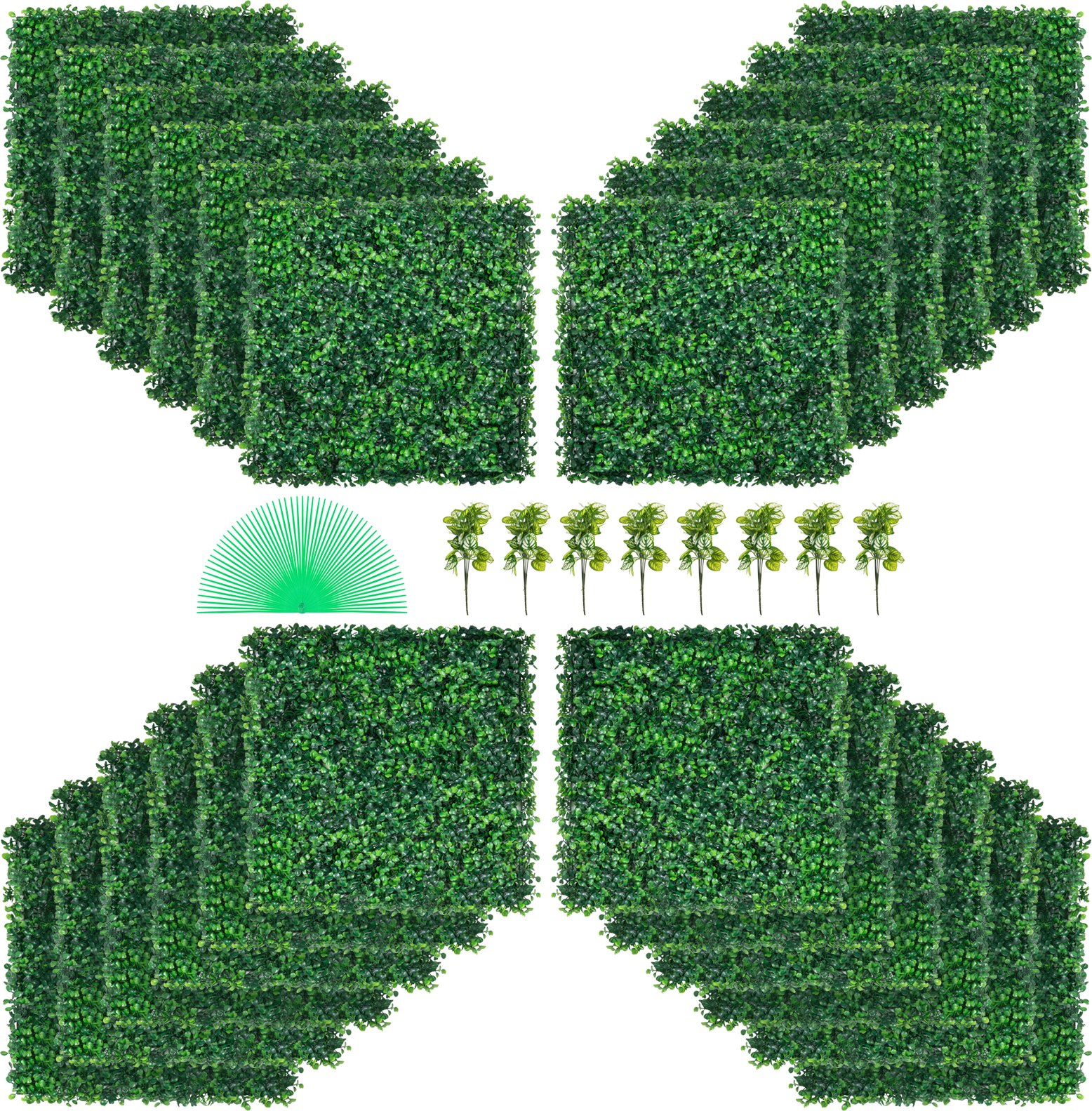 VEVOR Artificial Boxwood Panel UV 24pcs Boxwood Hedge Wall Panels Artificial Grass Backdrop Wall 20\" X 20\" 4 cm Green Grass Wall Fake Hedge for Decor Privacy Fence Indoor Outdoor Garden Backyard