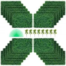 VEVOR Artificial Boxwood Panel 24" X 16" UV 24pcs Boxwood Hedge Wall Panels Artificial Grass Backdrop Wall  4 cm Green Grass Wall, Fake Hedge for Decor Privacy Fence Indoor, Outdoor Garden Backyard