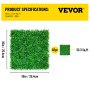 Paneles artificiales de boj VEVOR UV, 48 unidades, setos de boj, césped artificial para pared, 25 x 25 cm, 4 cm, para decoración, cercas de privacidad, interiores y exteriores, jardín y patio.