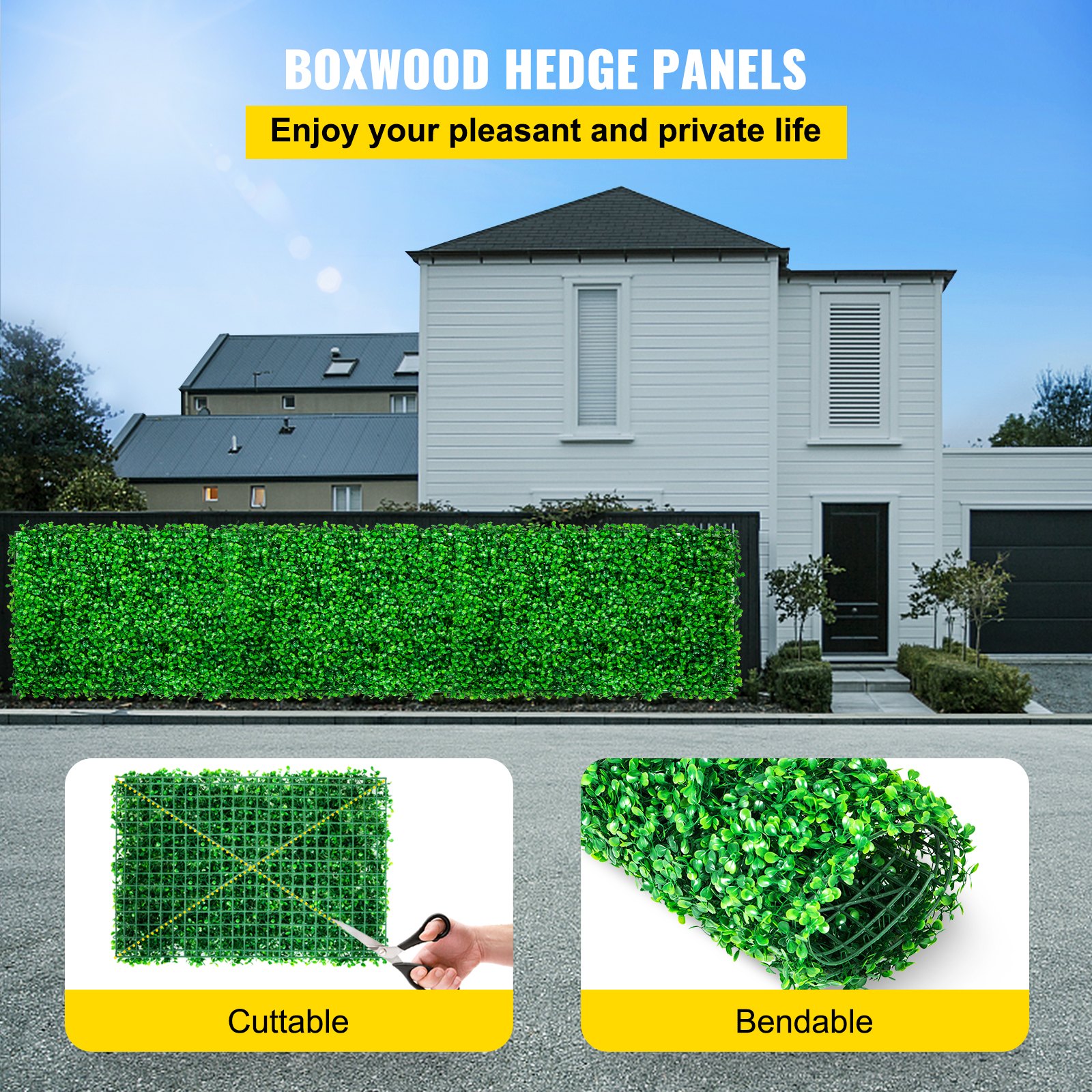 VEVOR Artificial Boxwood Panel UV 4pcs Boxwood Hedge Wall Panels Artificial Grass Backdrop Wall 24X16\" 4 cm Green Grass Wall Fake Hedge for Decor Privacy Fence Indoor Outdoor Garden Backyard