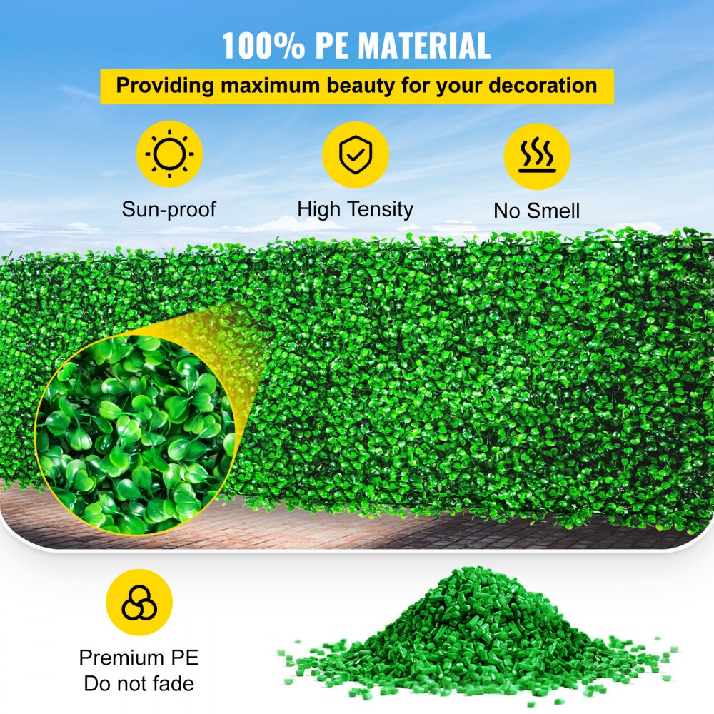 Artificial Boxwood Panel Hedge Decor 6pcs 24x16 Inches Privacy Fence Panel Grass
