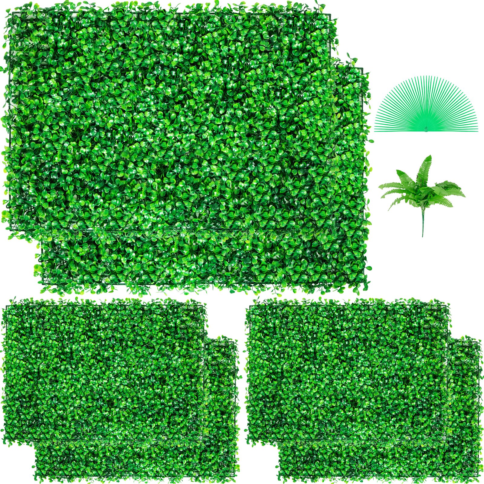Artificial Boxwood Panel Hedge Decor 6pcs 24x16 Inches Privacy Fence Panel Grass