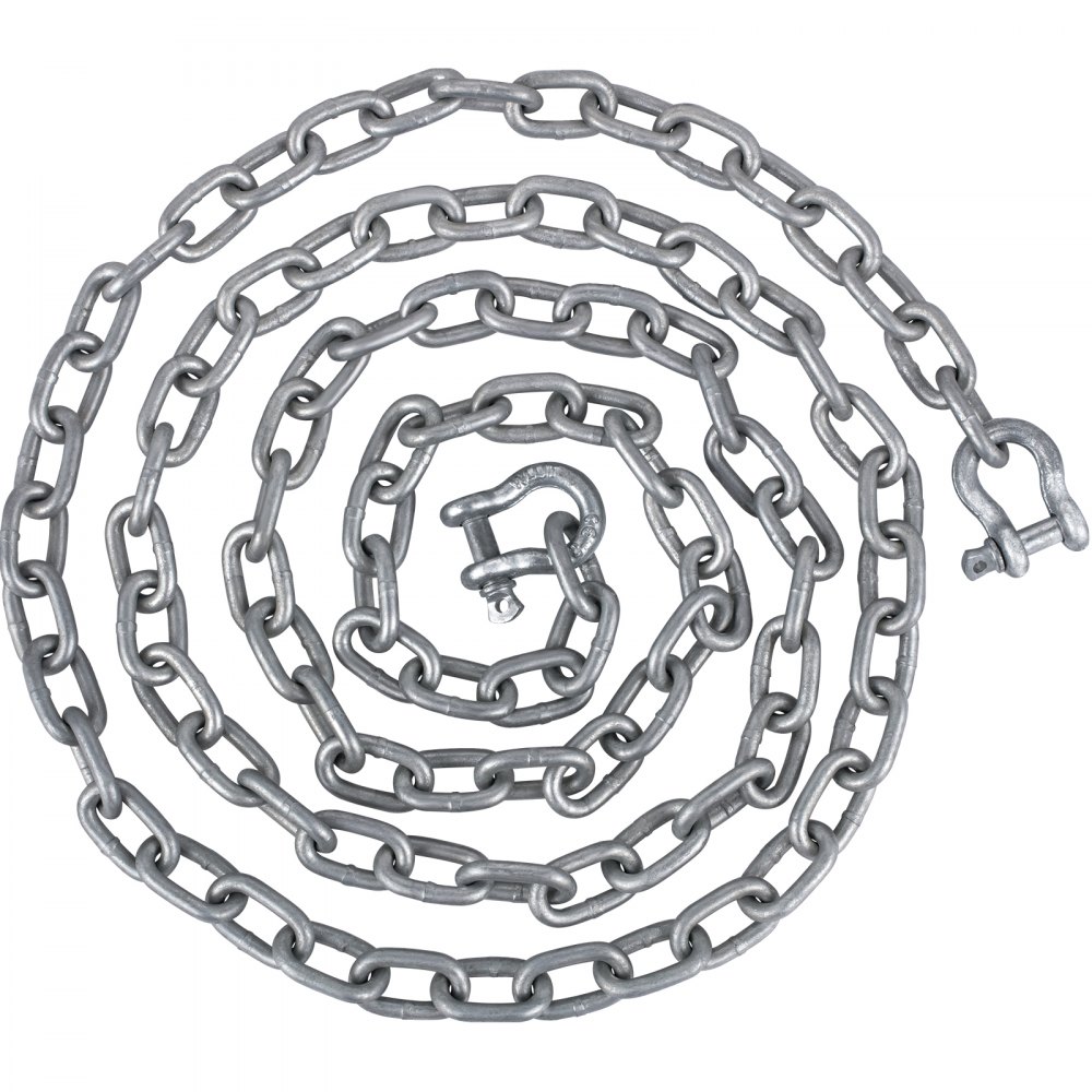 VEVOR anchor chain coiled in a circular pattern with a visible shackle.