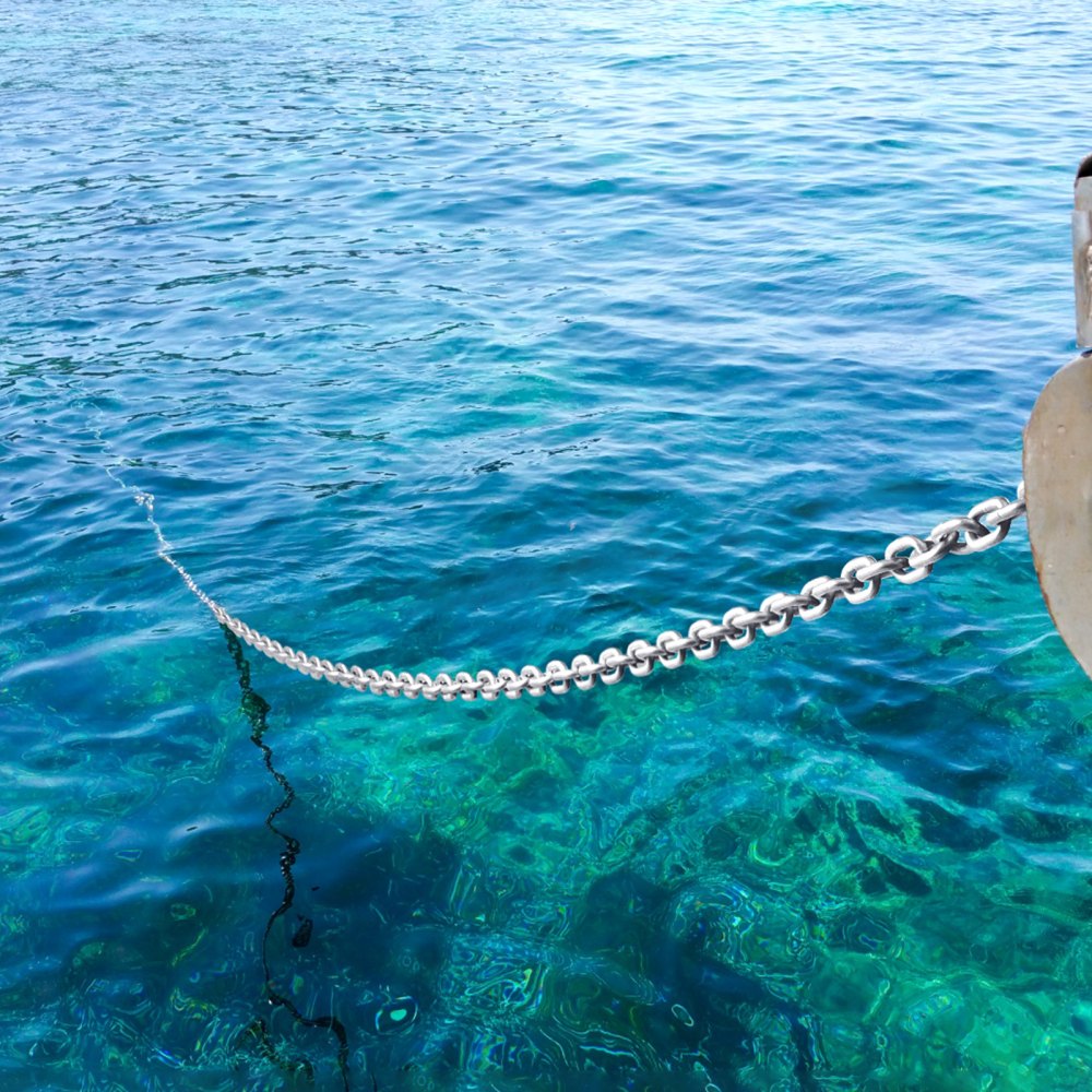 VEVOR Boat Anchor Chain, 5/16" x 10', 2373 lbs. WLL/7120 lbs. BS, Galvanized Steel Marine Grade Anchor Lead Chain with Dual Lock Ring Shackles for Boats, Deck, Fishing, Works with Different Anchors