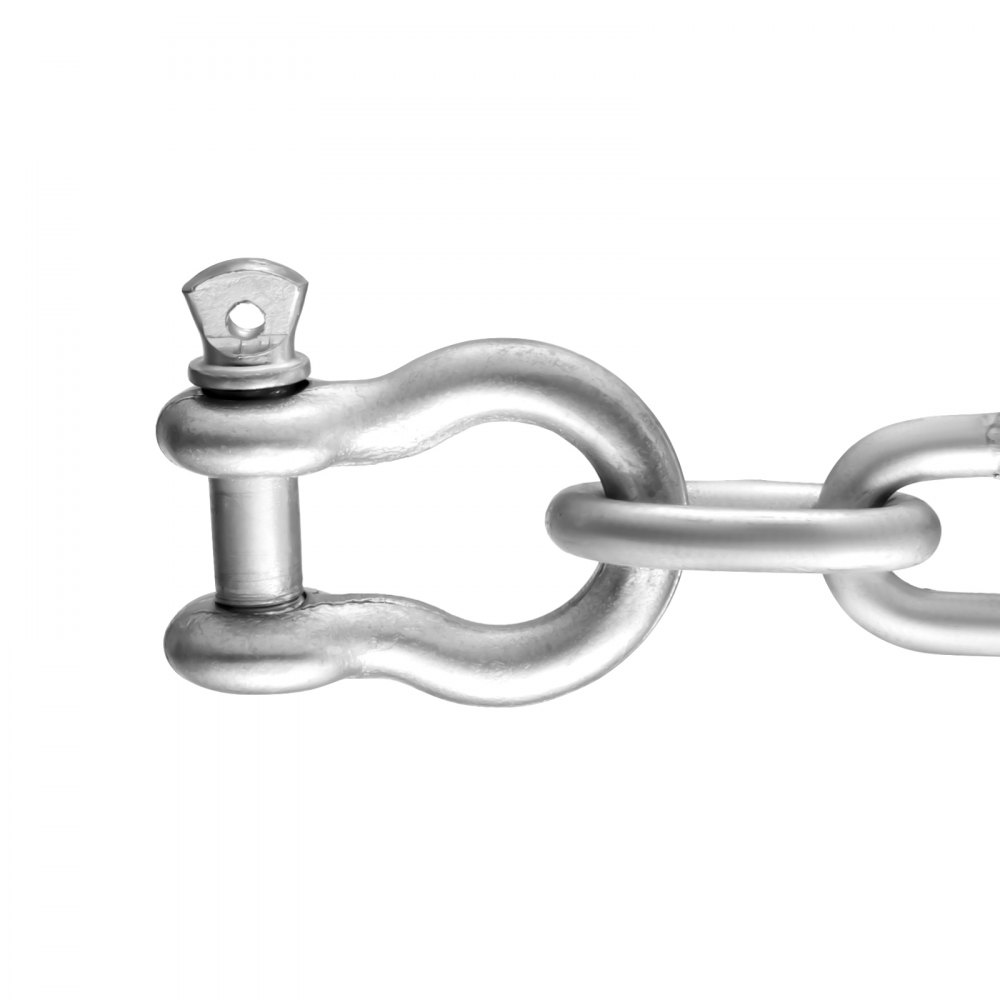VEVOR Boat Anchor Chain, 5/16" x 10', 2373 lbs. WLL/7120 lbs. BS, Galvanized Steel Marine Grade Anchor Lead Chain with Dual Lock Ring Shackles for Boats, Deck, Fishing, Works with Different Anchors