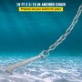 10 ft VEVOR anchor chain submerged in clear water with anchor set on sandy seabed.