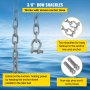 VEVOR anchor chain with 3/8" bow shackles and non-slip pins over a lake.