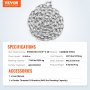 VEVOR Boat Anchor Chain, 5/16" x 10', 2373 lbs. WLL/7120 lbs. BS, Galvanized Steel Marine Grade Anchor Lead Chain with Dual Lock Ring Shackles for Boats, Deck, Fishing, Works with Different Anchors