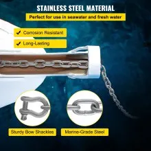 VEVOR Anchor Chain, 10' x 5/16" Galvanized Steel Chain, 3/8" Anchor Chain Shackle, 11650lbs Anchor Lead Chain Breaking Load, 9460lbs Anchor Chain Shackle Breaking Load, Anchor Chain for Boats, Ships