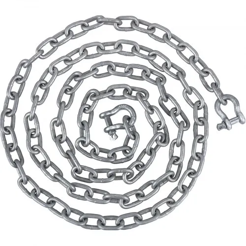 VEVOR Anchor Chain, 20' x 5/16" Galvanized Steel Chain, 3/8" Anchor Chain Shackle, 11650lbs Anchor Lead Chain Breaking Load, 9460lbs Anchor Chain Shackle Breaking Load, Anchor Chain for Boats