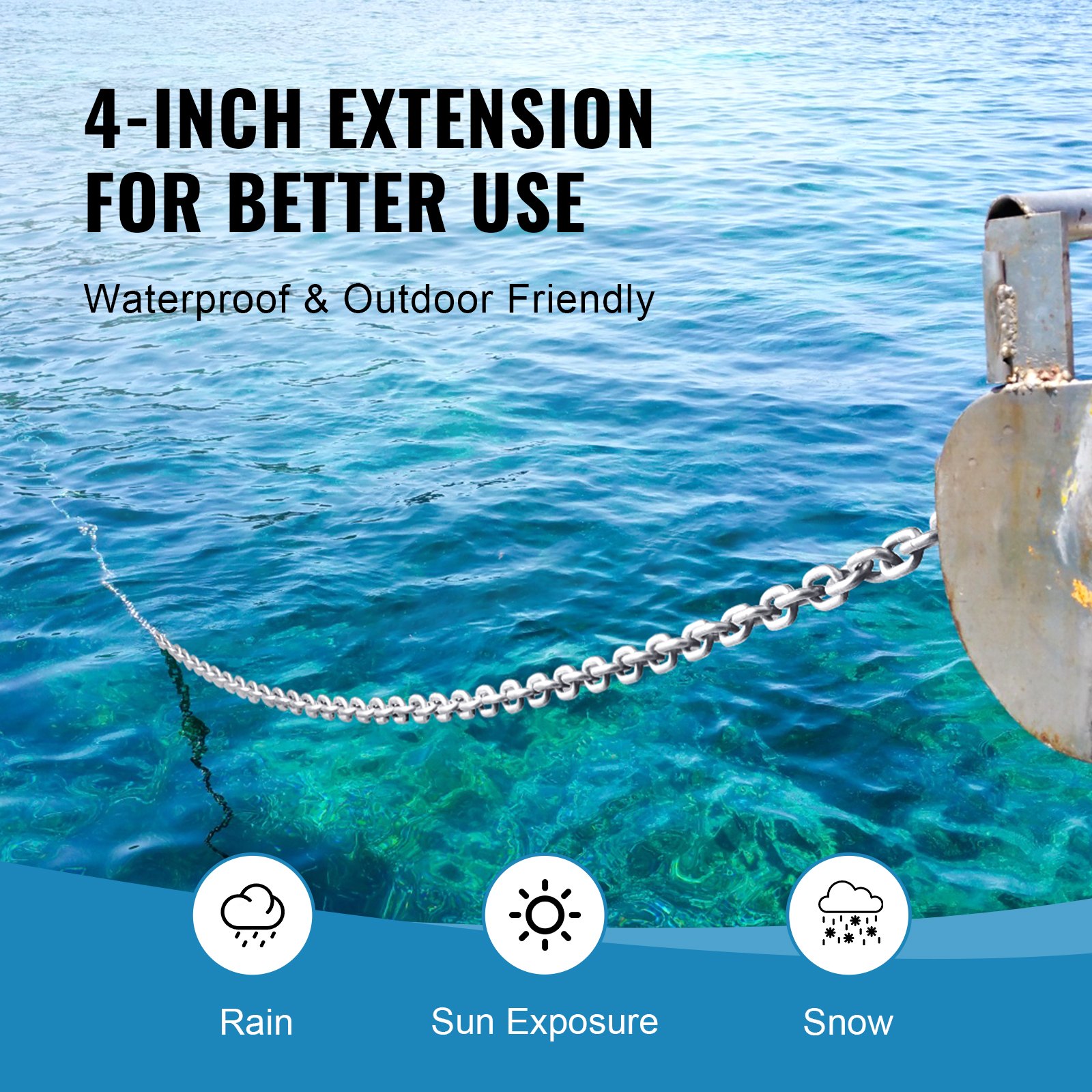 VEVOR Boat Anchor Chain, 5/16" x 20', 2373 lbs. WLL/7120 lbs. BS, Galvanized Steel Marine Grade Anchor Lead Chain with Dual Lock Ring Shackles for Boats, Deck, Fishing, Works with Different Anchors