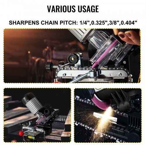 VEVOR Chainsaw Sharpener 230W, Professional Multi-Angle Adjustable Chain Grinder 3000RPM, Electric Chainsaw Blade Sharpener for 1/4\" to 2/5\" Chains