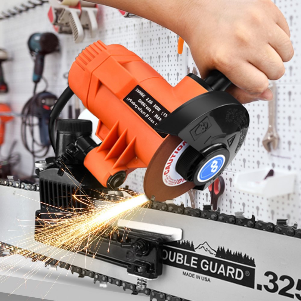 VEVOR Chain Grinder, 110V 85W Chainsaw Grinder, Multi-Angle Adjustable Chainsaw Grinder Sharpener 5000 RPM, Bench/Wall Mounted Automatic Chain Sharpener with Grinding Wheels 1/8-Inch-by-3/16-Inch