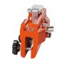 orange and silver VEVOR chainsaw sharpener with adjustment knobs and screws for precise sharpening.