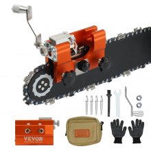 VEVOR Chainsaw Sharpener, Hand-Cranked Chainsaw Sharpening Jig for 4"-22" Chain Saws, Potable Chainsaw Chain Sharpener Tool Set with 4 Sharpening Heads for Landscaper, Lumberjack, Maintenance Worker