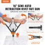 VEVOR Rivet Nut Tool, 40.6cm Rivnut Tool Kit with 13PCS Metric and SAE Mandrels, 186PCS Rivet Nuts, M3, M4, 10-24, M5, M6, 1/4-20, 8-32, 5/16-18, M8, 3/8-16, M10, M12, 1/2-13, Semi-auto Retraction