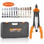 VEVOR Rivet Nut Tool, 40.6cm Rivnut Tool Kit with 13PCS Metric and SAE Mandrels, 186PCS Rivet Nuts, M3, M4, 10-24, M5, M6, 1/4-20, 8-32, 5/16-18, M8, 3/8-16, M10, M12, 1/2-13, Semi-auto Retraction