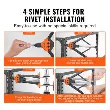 VEVOR Rivet Nut Tool, 16” Rivnut Tool Kit with 13PCS Metric and SAE Mandrels, 186PCS Rivet Nuts, M3, M4, 10-24, M5, M6, 1/4-20, 8-32, 5/16-18, M8, 3/8-16, M10, M12, 1/2-13, Semi-auto Retraction