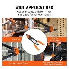 VEVOR Rivet Nut Tool, 16” Rivnut Tool Kit with 13PCS Metric and SAE Mandrels, 186PCS Rivet Nuts, M3, M4, 10-24, M5, M6, 1/4-20, 8-32, 5/16-18, M8, 3/8-16, M10, M12, 1/2-13, Semi-auto Retraction