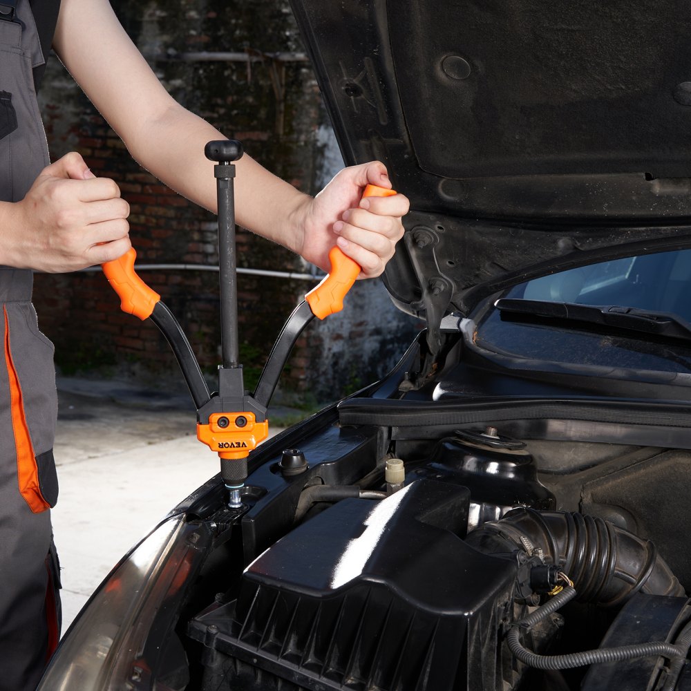 VEVOR Rivet Nut Tool, 14” Rivnut Tool Kit with 7 PCS Metric and SAE Mandrels, 70 PCS Assorted Rivet Nuts, 10-24, 1/4-20, M6, 5/16-18, M8, 3/8-16, M10, Rivet Nut Kit With Rugged Carrying Case