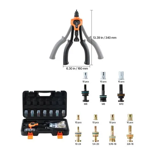 Kit Riveteuse WORKPRO 16″ – 11 Mandrins Métriques Et SAE – Coffret Complet
