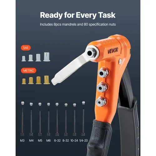 NEU MASTER Rivet Nut Tool, 16" Versatile Rivnut Tool Kit With 8 Metric & SAE - View #7