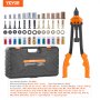 VEVOR Kit d'outils pour écrous à rivets, 16" avec 13 mandrins métriques et SAE, 186 écrous à rivets, M3, M4, 10-24, M5, M6, 1/4-20, 8-32, 5/16-18, M8 , 3/8-16, M10, M12, 1/2-13, avec étui de transport