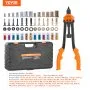 VEVOR Rivet Nut Tool, 387mm Rivnut Tool Kit with 13PCS Metric and SAE Mandrels, 186PCS Rivet Nuts, M3, M4, 10-24, M5, M6, 1/4-20, 8-32, 5/16-18, M8, 3/8-16, M10, M12, 1/2-13, With Carrying Case