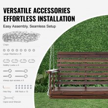 VEVOR Wooden Porch Swing 4.5 ft, Patio bench swing for Courtyard & Garden, Upgraded 880 lbs Strong Load Capacity, Heavy Duty Swing Chair Bench with Hanging Chains for Outdoors, Carbonized Brown