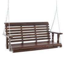 VEVOR Wooden Porch Swing 4.5 ft, Patio bench swing for Courtyard & Garden, Upgraded 880 lbs Strong Load Capacity, Heavy Duty Swing Chair Bench with Hanging Chains for Outdoors, Carbonized Brown