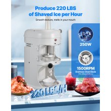Commercial Fluffy Shaved Ice Machine 220LBS/H Electric Ice Crusher White