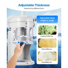 Commercial Fluffy Shaved Ice Machine 220LBS/H Electric Ice Crusher White