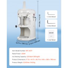 Commercial Fluffy Shaved Ice Machine 220LBS/H Electric Ice Crusher White