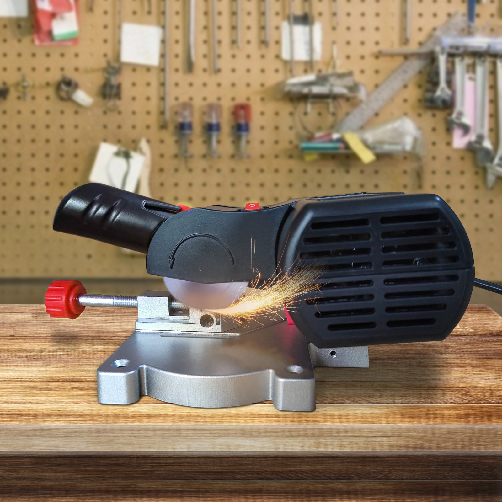 VEVOR Mini Miter Cut-off Chop Saw, Two 2-5/16\" Blade of Steel and Resin with 1/2inch Cutting Depth, 0-45° Benchtop Miter Saw for Copper, Aluminum, Wood, Zinc in Hobby Craft
