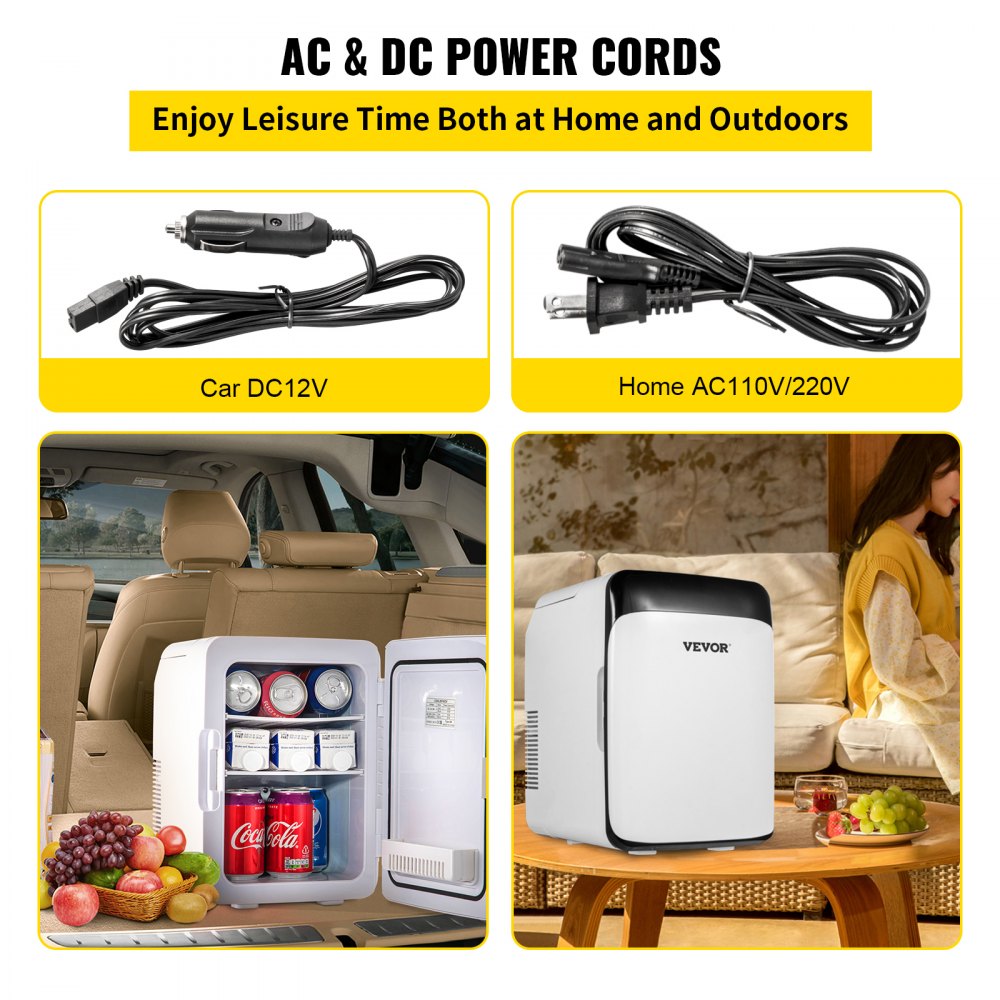 VEVOR Mini Fridge 10 Liter Portable Cooler Warmer, AC/DC Skincare Fridge Stylish Look Compact Refrigerator, Black Lightweight Beauty Fridge for Bedroom Office Car Boat Dorm Cosmetic Medicine