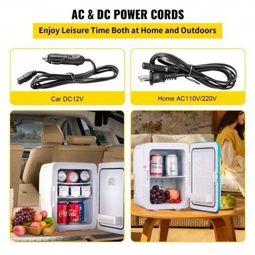 VEVOR Mini Fridge (3 Colors for Choice) 10 Liter/12 Can AC/DC Portable Cooler Warmer for for Bedroom Office Car Boat Dorm Skincare Cosmetic Medicine,Lightweight Beauty Fridge