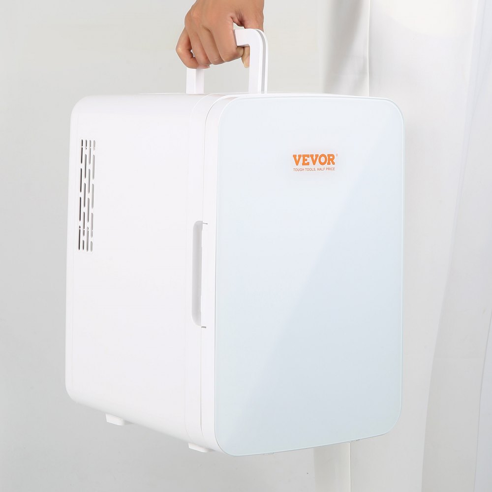 VEVOR Mini Fridge, 10L/12 Cans Compact Personal Fridge, AC/DC Portable Thermoelectric Cooler and Warmer Refrigerators, Skincare Fridge for Beverage, Snacks, Home, Office and Car, CE Listed (White)