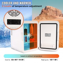 VEVOR minikøleskab, 10L/12 dåser kompakt personligt køleskab, AC/DC bærbare termoelektriske køler og varmekøleskabe, hudplejekøleskab til drikkevarer, snacks, hjem, kontor og bil, CE-listet (hvid)