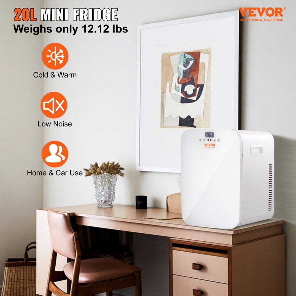 20L Mini Fridge For Bedroom Car Office Desk & College Dorm Room Glass Front  & Digital