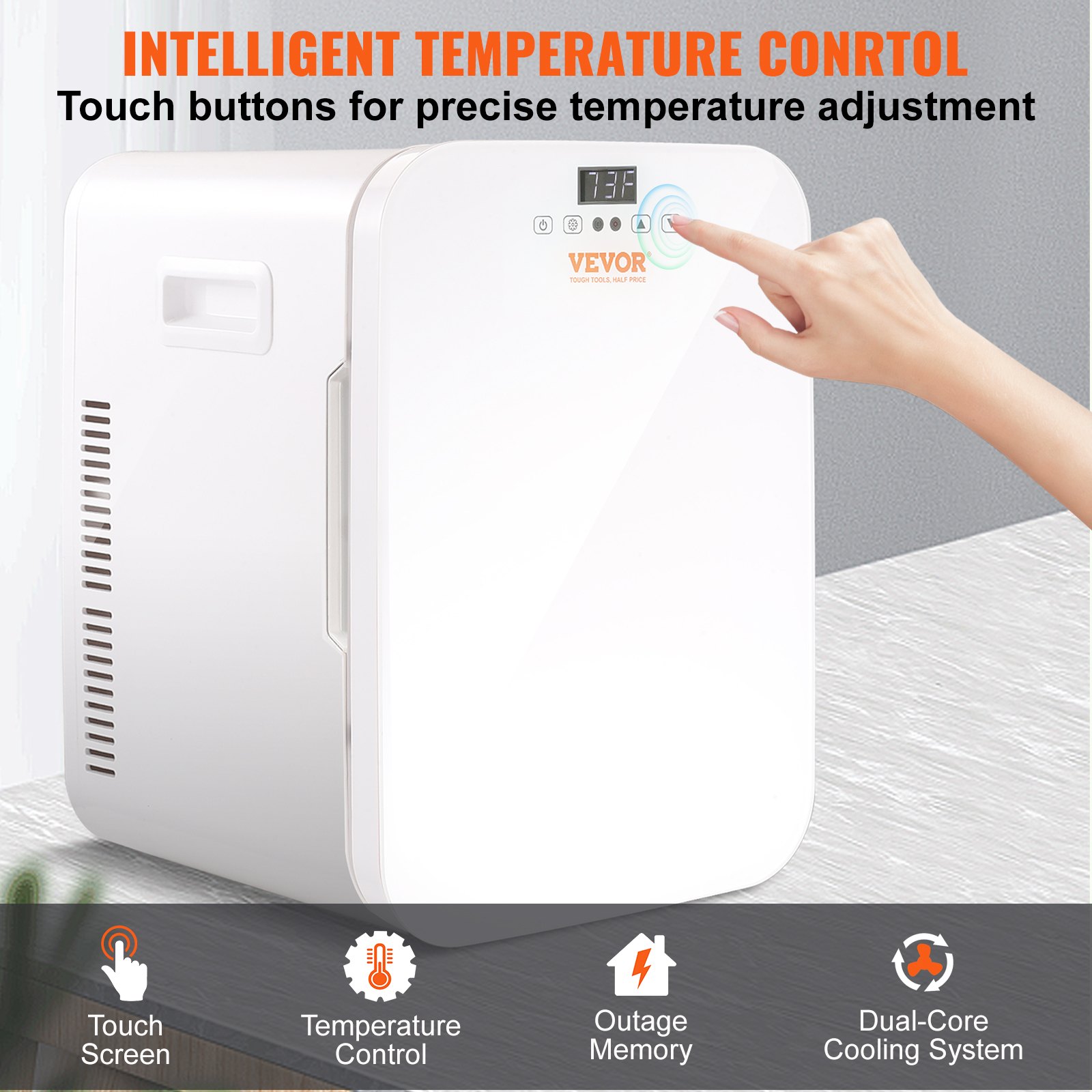 Mini Fridge, 20L Skincare Fridges with Temper Control Touch Screen, Portable Small Beverage Refrigerator for Bedroom Office Car Dorm, AC/DC Cool Warmer for Cosmetic Drink Milk, White Mini Fridge, 20L Skincare Fridges with Temper Control Touch Screen, Portable Small Beverage Refrigerator for Bedroom Office Car Dorm, AC/DC Cool Warmer for Cosmetic Drink Milk, White